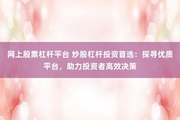 网上股票杠杆平台 炒股杠杆投资首选：探寻优质平台，助力投资者高效决策